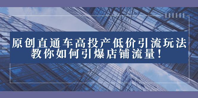 2023直通车高投产低价引流玩法，教你如何引爆店铺流量！-星辰源码网