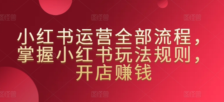 小红书运营全部流程，掌握小红书玩法规则，开店赚钱-星辰源码网