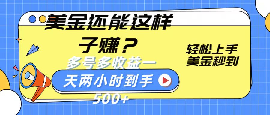 美金还能这样子赚？轻松上手，美金秒到账 多号多收益，一天 两小时，到手500+-星辰源码网