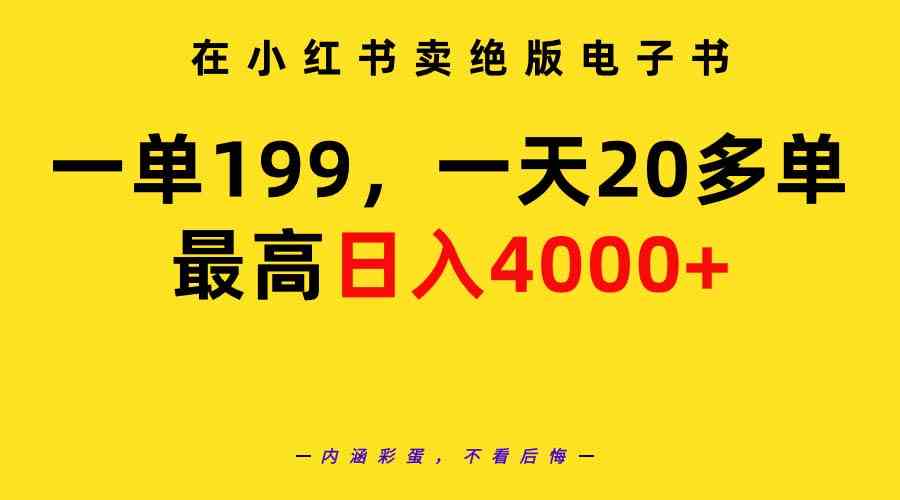 （9401期）在小红书卖绝版电子书，一单199 一天最多搞20多单，最高日入4000+教程+资料-星辰源码网