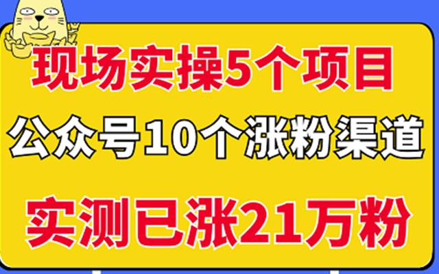 现场实操5个公众号项目，10个涨粉渠道，实测已涨21万粉！￼-星辰源码网