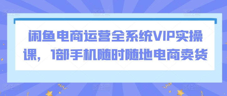 闲鱼电商运营全系统VIP实操课，1部手机随时随地电商卖货-星辰源码网