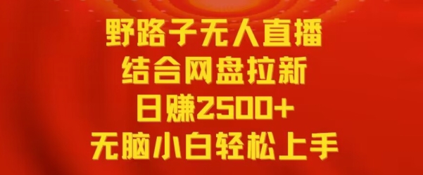 野路子无人直播结合网盘拉新，日赚2500+，小白无脑轻松上手-星辰源码网