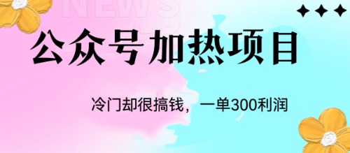 冷门公众号加热项目，一单利润300+-星辰源码网