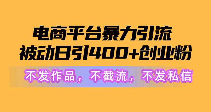 （10168期）电商平台暴力引流,被动日引400+创业粉不发作品，不截流，不发私信-星辰源码网