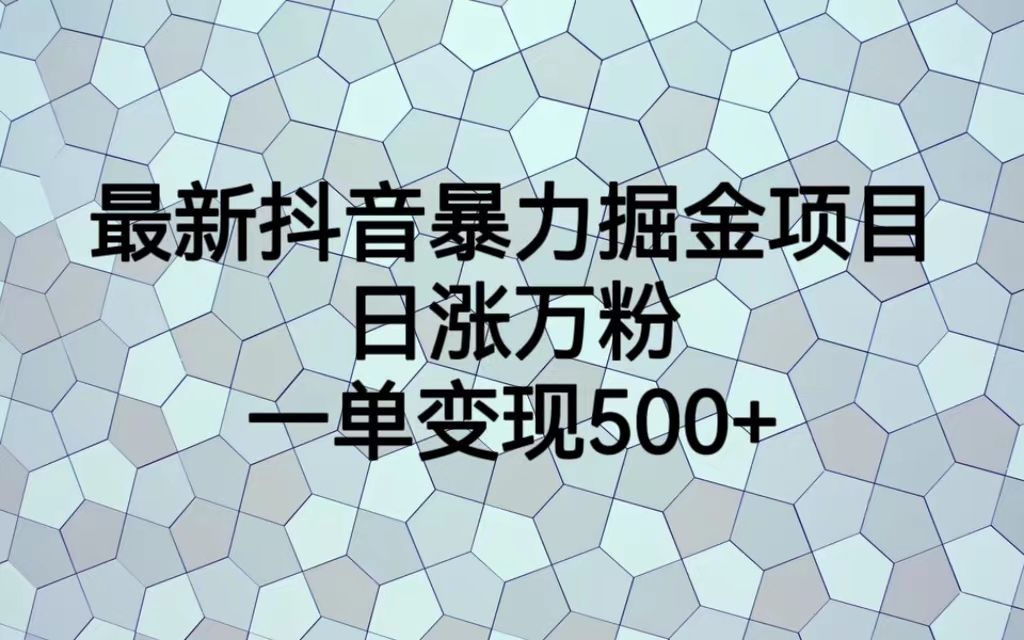 最新抖音暴力掘金项目，日涨万粉，一单变现500+-星辰源码网