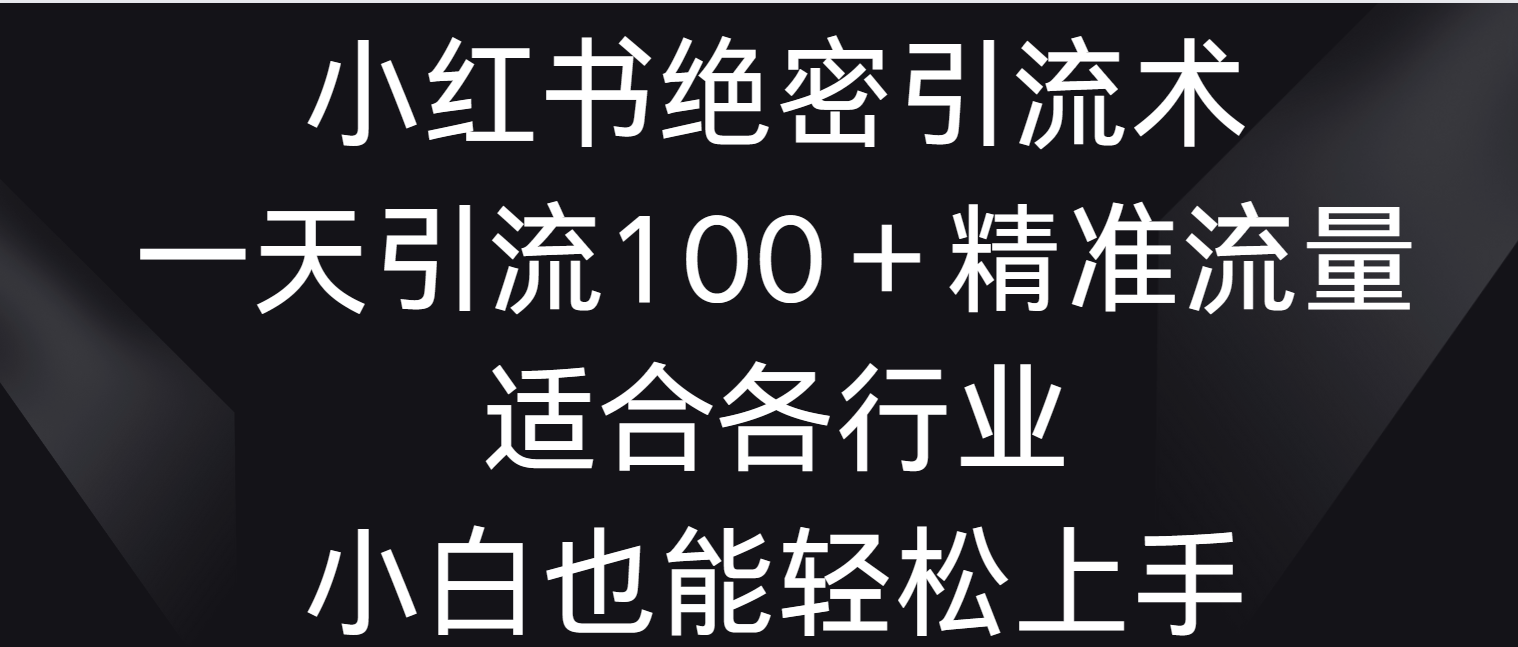 小红书绝密引流术，一天引流100＋精准流量，适合各个行业，小白也能轻松上手-星辰源码网