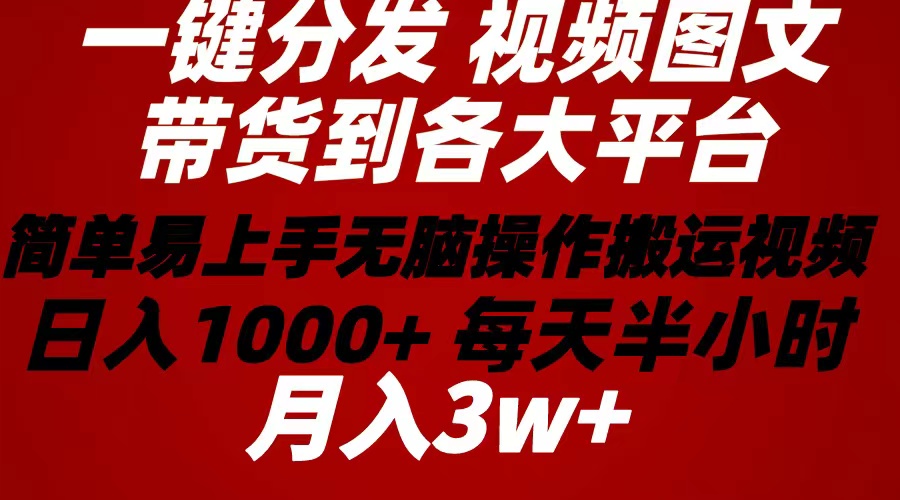 （10667期）2024年 一键分发带货图文视频  简单易上手 无脑赚收益 每天半小时日入1…-星辰源码网