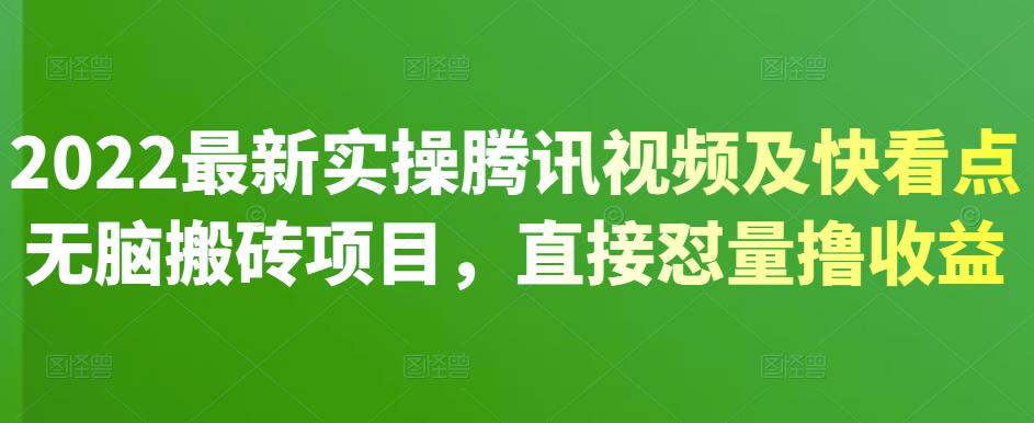 2022最新实操腾讯视频及快看点无脑搬砖项目，直接怼量撸收益￼-星辰源码网