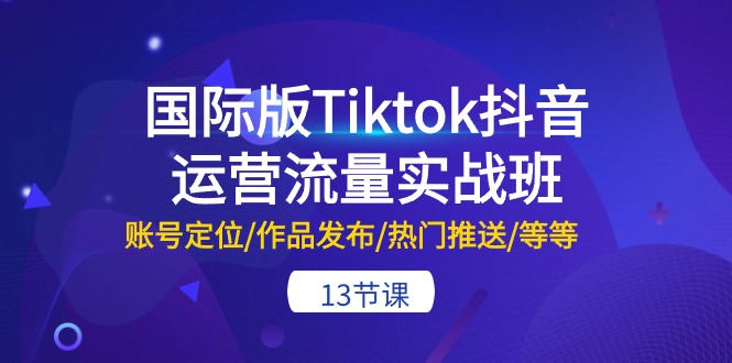 （10712期）国际版Tiktok抖音运营流量实战班：账号定位/作品发布/热门推送/等等-13节-星辰源码网