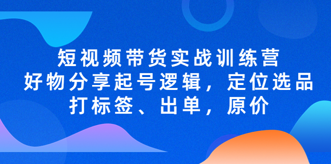 短视频带货实战训练营，好物分享起号逻辑，定位选品打标签、出单，原价-星辰源码网