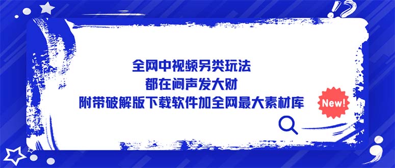 全网中视频另类玩法，都在闷声发大财，附带破解版下载软件加全网最大素材库-星辰源码网