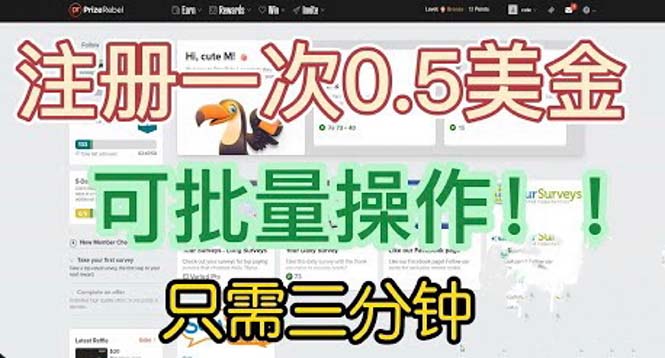 国外项目注册一次0.5美金 只需三分钟无脑操作 可批量放大 小白工作室福利-星辰源码网