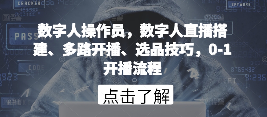 数字人操作员，数字人直播搭建、多路开播、选品技巧，0-1开播流程-星辰源码网