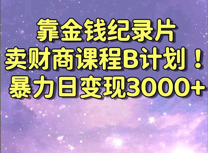 靠金钱纪录片卖财商课程B计划！暴力日变现3000+，喂饭式干货教程！-星辰源码网