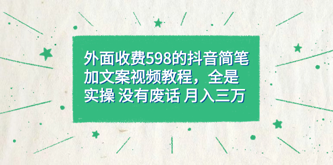 外面收费598抖音简笔加文案教程，全是实操 没有废话 月入三万（教程+资料）-星辰源码网