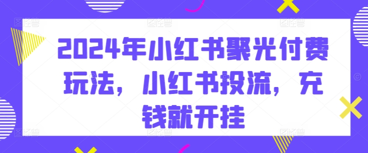 2024年小红书聚光付费玩法，小红书投流，充钱就开挂-星辰源码网