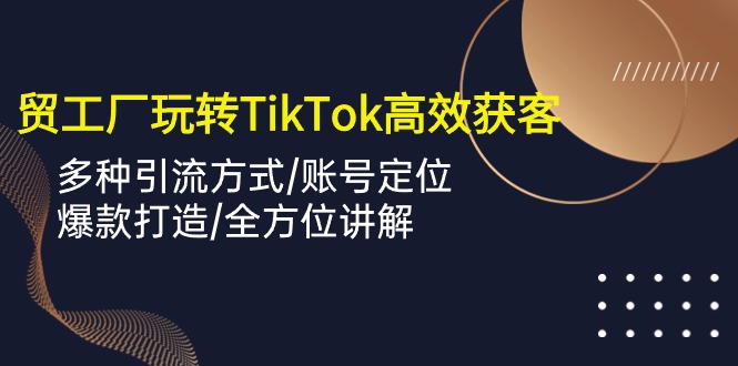 （10302期）外贸工厂玩转TikTok高效获客，多种引流方式/账号定位/爆款打造/全方位讲解-星辰源码网