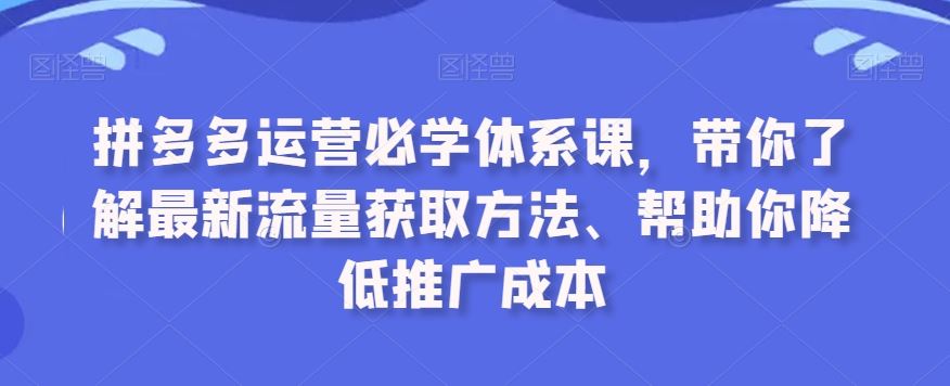 拼多多运营必学体系课，带你了解最新流量获取方法、帮助你降低推广成本-星辰源码网