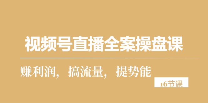 （10207期）视频号直播全案操盘课，赚利润，搞流量，提势能（16节课）-星辰源码网