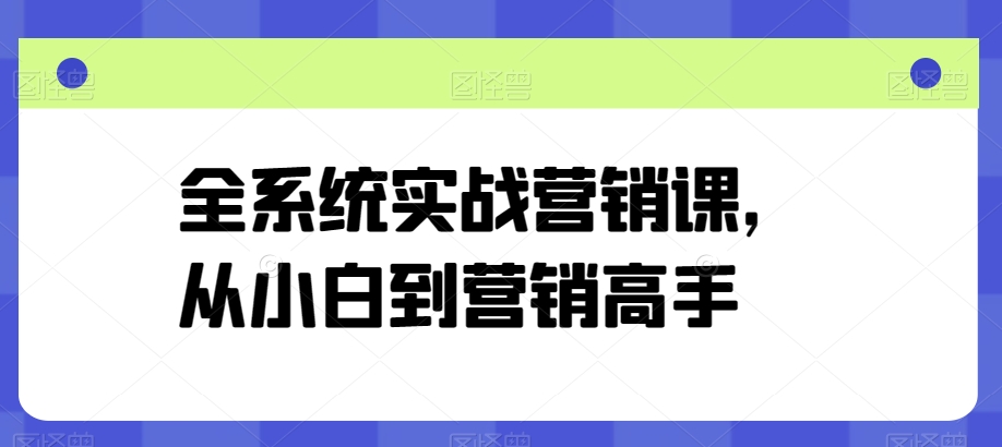 全系统实战营销课，从小白到营销高手-星辰源码网