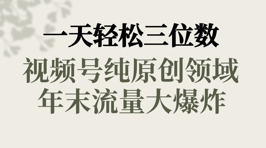 一天轻松三位数，视频号纯原创领域，春节童子送祝福，年末流量大爆炸，-星辰源码网