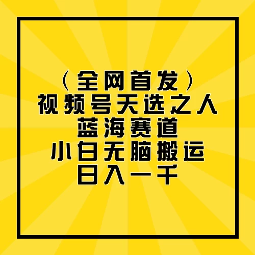 全网首发，视频号天选之人蓝海赛道，小白无脑搬运日入一千-星辰源码网