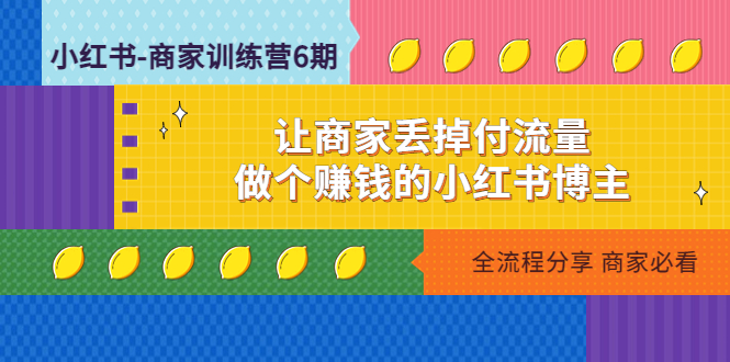 小红书-商家训练营12期：让商家丢掉付流量，做个赚钱的小红书博主-星辰源码网