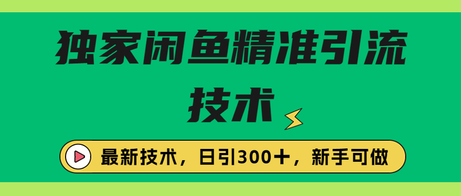 独家闲鱼引流技术，日引300＋实战玩法-星辰源码网