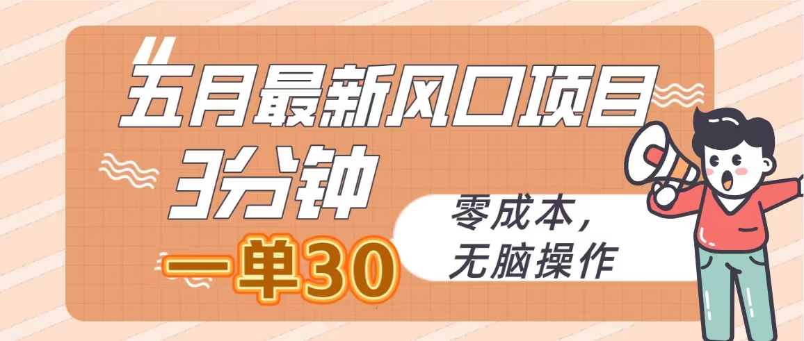 （10256期）五月最新风口项目，3分钟一单30，零成本，无脑操作-星辰源码网