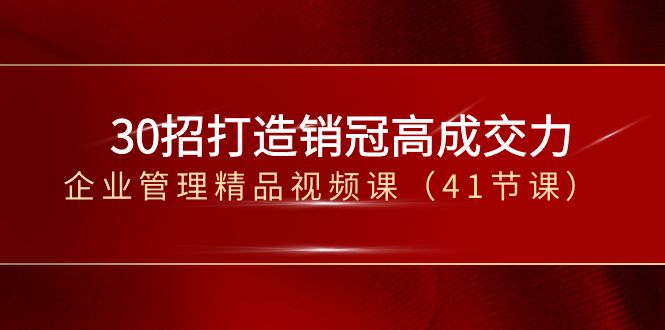 30招-打造销冠高成交力-企业管理精品视频课（41节课）-星辰源码网