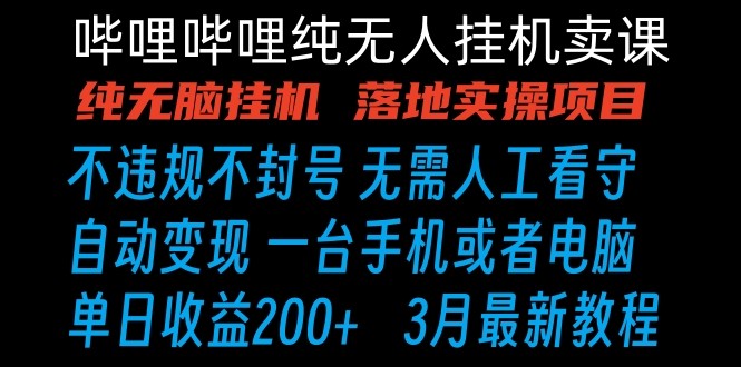 哔哩哔哩纯无脑挂机卖课 单号日收益200+ 手机就能做-星辰源码网