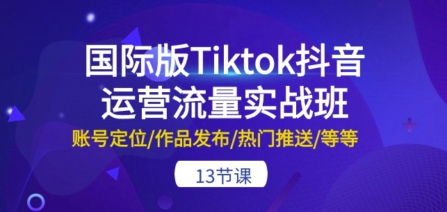 国际版Tiktok抖音运营流量实战班：账号定位/作品发布/热门推送/等等-13节-星辰源码网