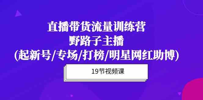 （10016期）直播带货流量特训营，野路子主播(起新号/专场/打榜/明星网红助博)19节课-星辰源码网