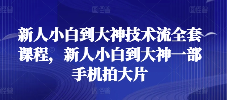 新人小白到大神技术流全套课程，新人小白到大神一部手机拍大片-星辰源码网