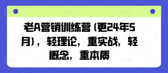 老A营销训练营(更24年5月)，轻理论，重实战，轻概念，重本质-星辰源码网