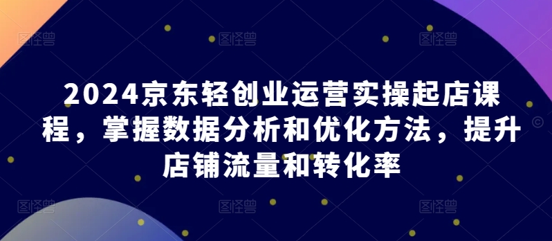 2024京东轻创业运营实操起店课程，掌握数据分析和优化方法，提升店铺流量和转化率-星辰源码网