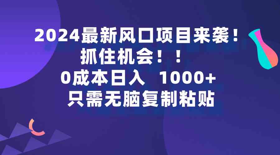 （9899期）2024最新风口项目来袭，抓住机会，0成本一部手机日入1000+，只需无脑复…-星辰源码网