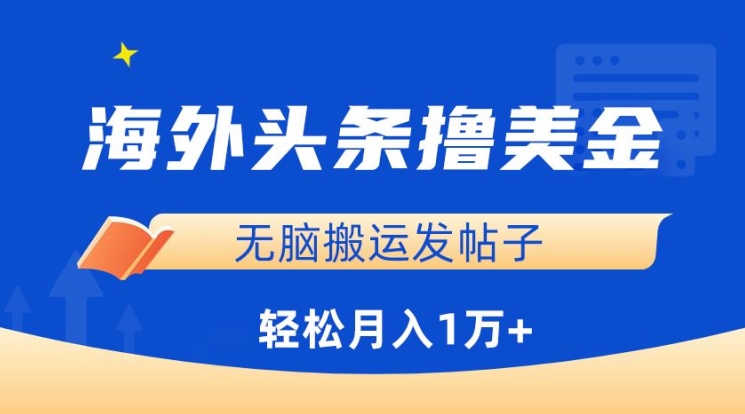 海外头条撸美金，无脑搬运发帖子，月入1万+，小白轻松掌握-星辰源码网