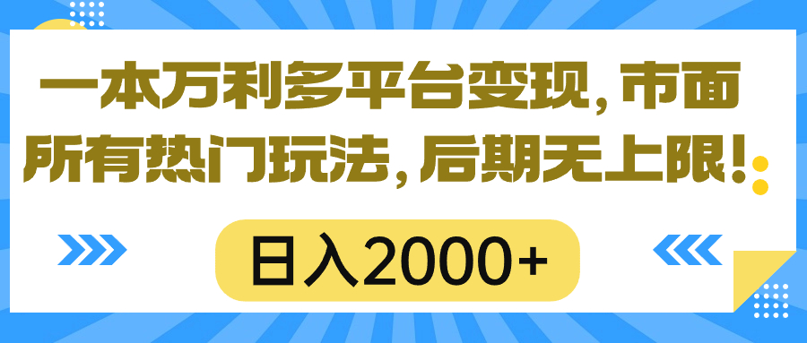 （10311期）一本万利多平台变现，市面所有热门玩法，日入2000+，后期无上限！-星辰源码网