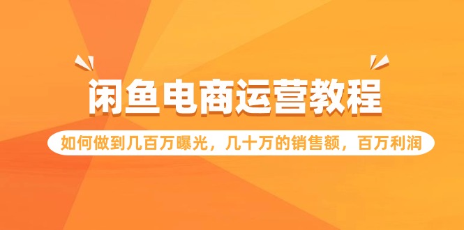 闲鱼电商运营教程：如何做到几百万曝光，几十万的销售额，百万利润-星辰源码网